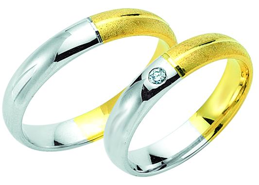 Adam und Eva Collection 4 mm bicolor Gelbgold/Weißgold Trauringe GW 8021