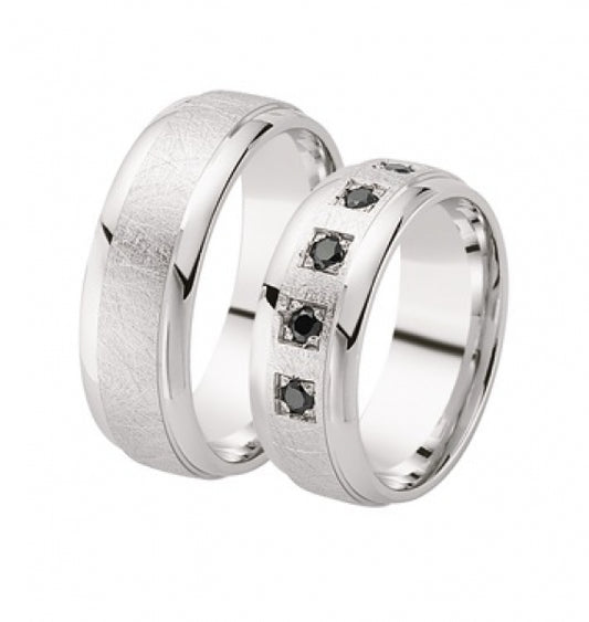 Schwarz Eheringe/Trauringe Luxury Argentum 925-123