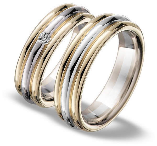 Blumer Bicolor Trauringe (Weißgold/Gelbgold) - 00109-00110