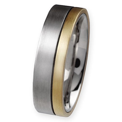 Produktbild: Ernstes Design Trauringe/Eheringe Paar R51-R52 Stahl/750er Gold