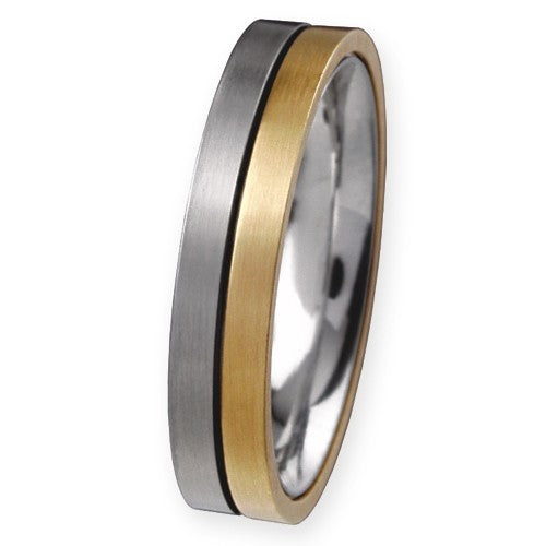 Ernstes Design Trauringe/Eheringe Paar R57-R58 Stahl/750er Gold