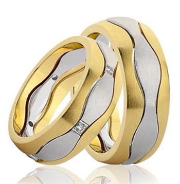 Schwarz Trauringe/Eheringe Gelbgold/Weißgold SW 265