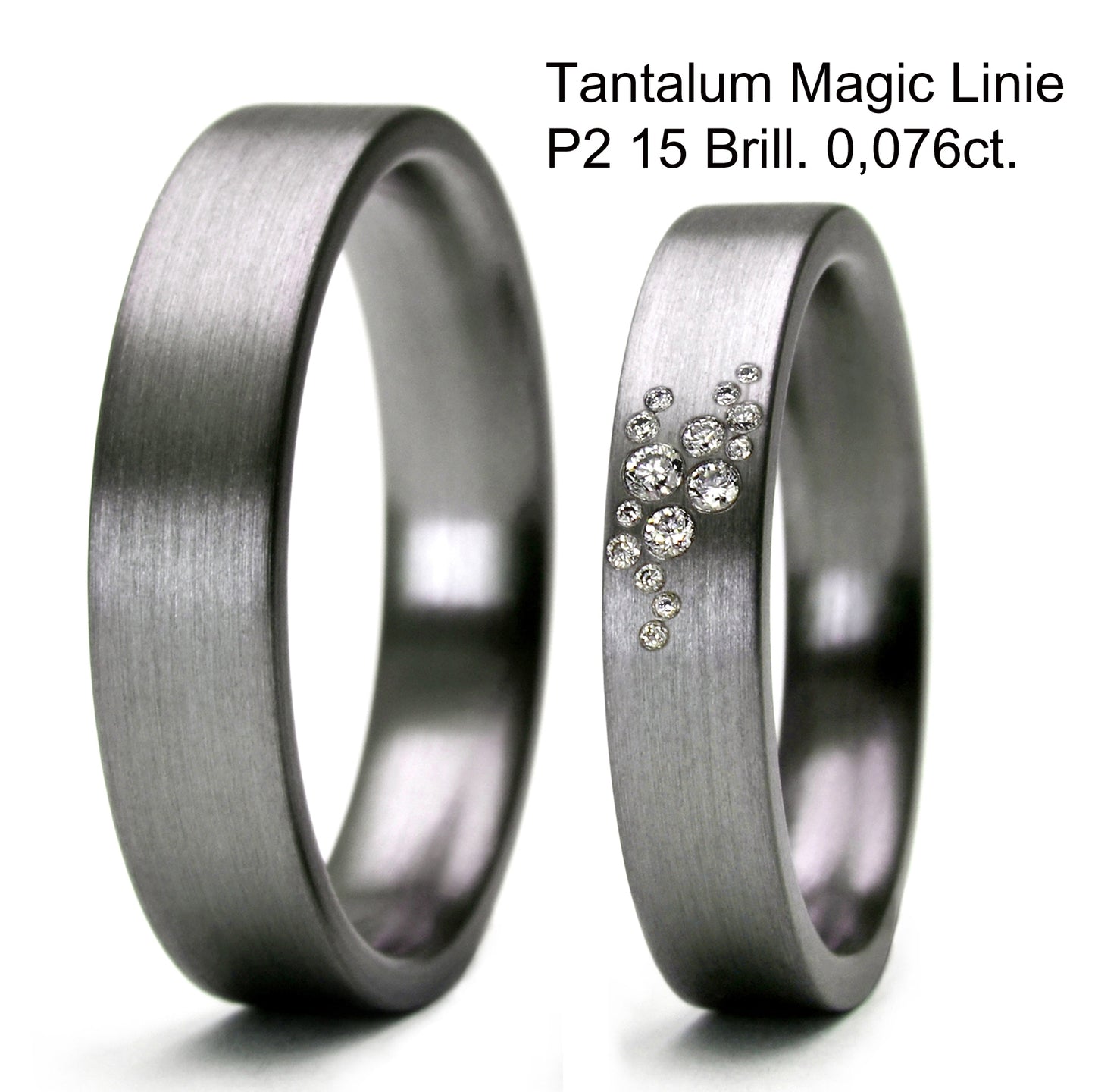 Tantalum Magic Trauringe/Eheringe 5 + 4 breite Linie P2 15 Brill. 0 – Hochzeitstrauringe.de