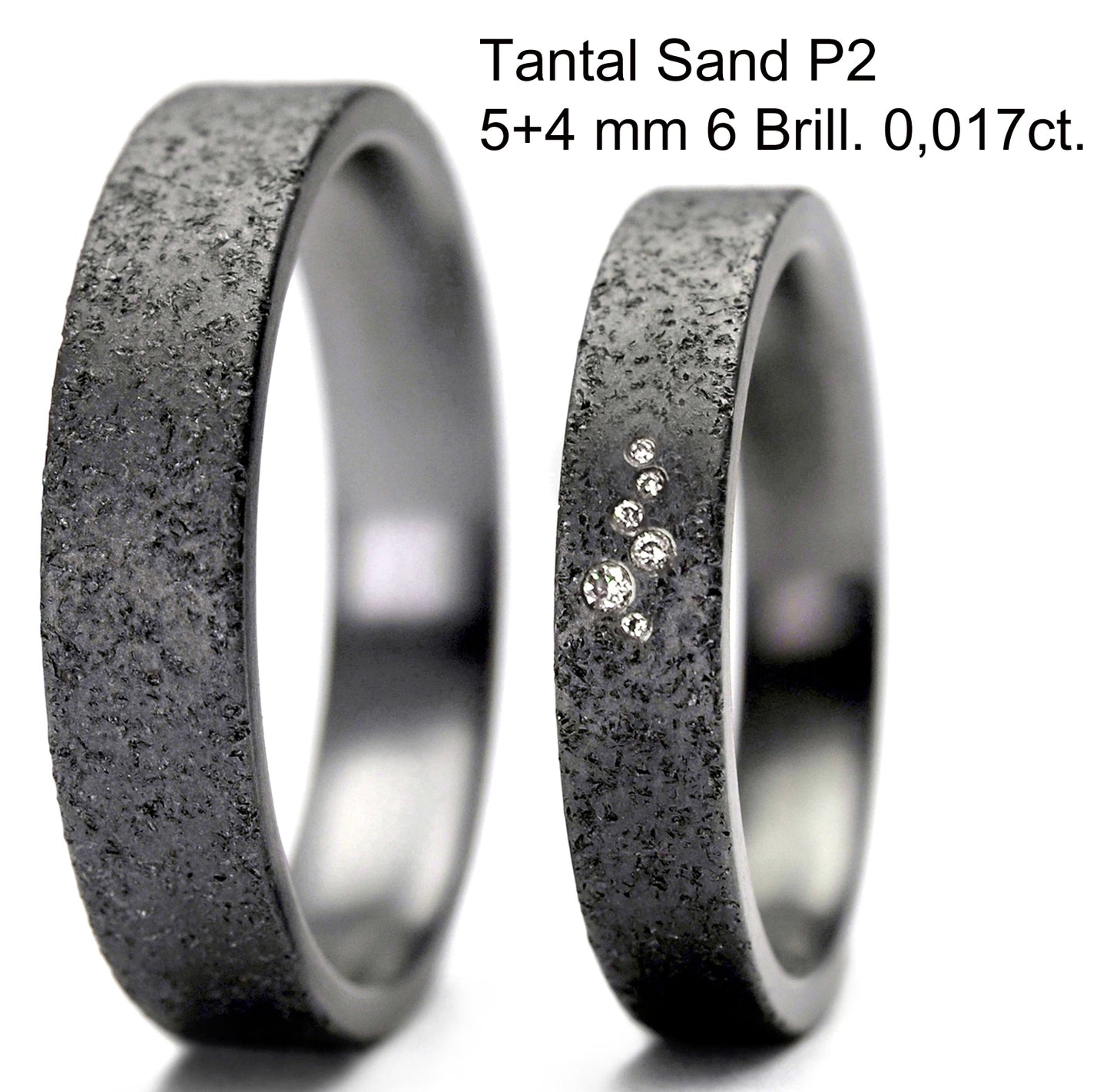 Produktbild: Tantalum Magic Tantal Trauringe Sand P2 6 Brill. 0,017ct.