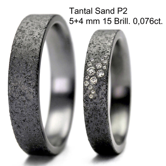 Tantalum Magic Trauringe Sand P2 15 Brill. 0,076ct.