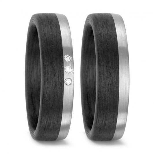 TitanFactory Trauringe/Eheringe Carbon-Palladium 59317/003/003/NU55-59317/003/000/NU55