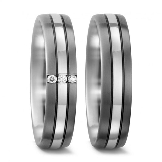 TitanFactory Trauringe/Eheringe Titan-Palladium 51597/001/006/B202-51598/001/000/B202