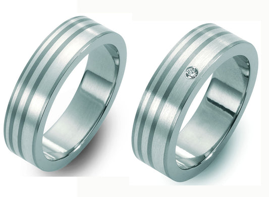 TitanFactory Titan-Silber Trauringe/Eheringe 51222/001/002/9202-51222/001/000/9202